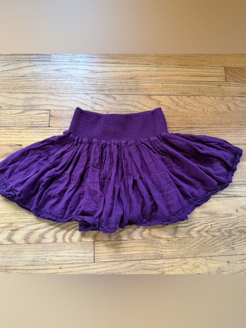 LONDONJEAN Purple Smocked Waist Circle Skirt